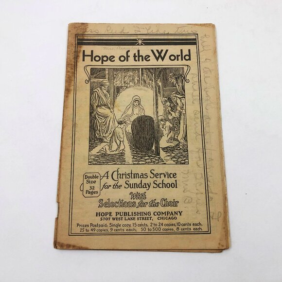Hope of the World A christmas Service Sunday School 30 pages 1927 - Picture 1 of 7